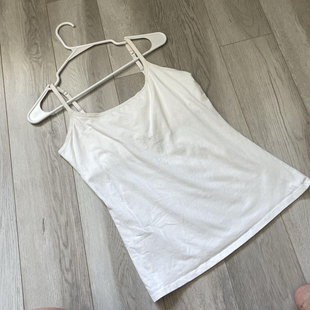 Pact Organic Tank Top cotton shelf bra womens White medium basic natural casual